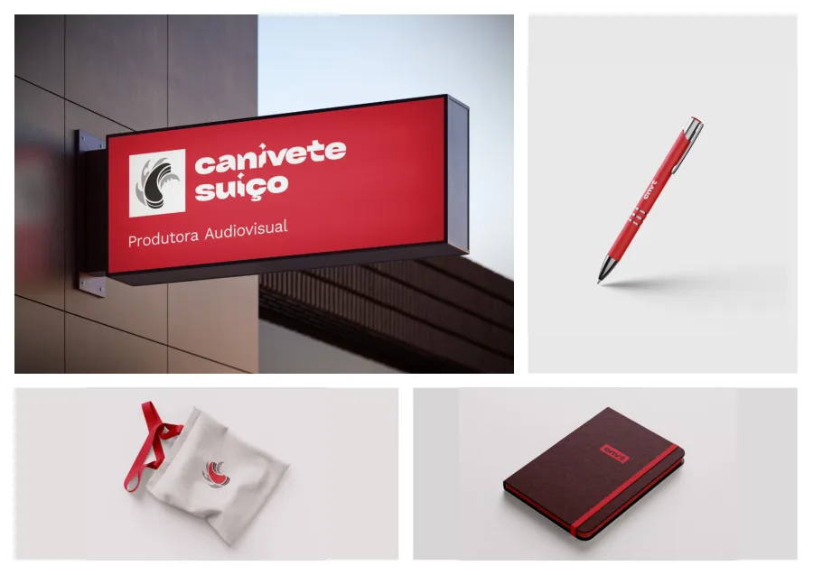 Letreiro, caneta, ecobag e caderno